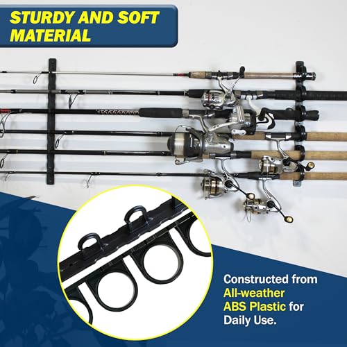 Rush Creek Creations Ceiling Fishing Rod Holder for 6 Rods, Garage Organization and Wall Storage, Horizontal Rack