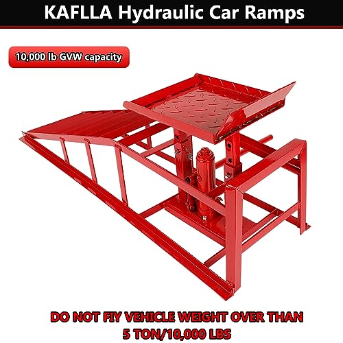 KAFLLA Hydraulic Car Ramps 5 Ton with Built-in Jack, Low Profile Adjustable