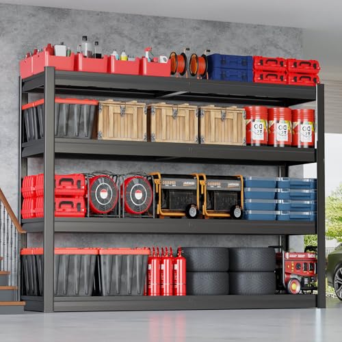 PMKES 67" Wide Garage Shelving Unit, 67" W x 24" D x 68" H, Heavy Duty Garage Storage Shelves,3500 LBS Capacity, Industrial Adjustable Shelves for Basement Warehouse
