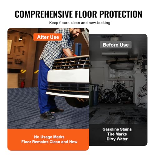 VEVOR Garage Floor Tiles 12 x 12 x 0.53 inch, Interlocking Design Ease of Installation Double-Sided Texture Non-Slip Sturdiness, for Garages, Basements, Repair Shops, Graphite Gray, 50 Pack