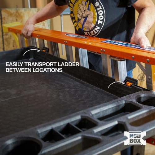 KLEIN TOOLS 54805MB MODBox Utility Cart Ladder Holder, Storage Hooks, Holds Ladder Vertically or Horizontally on MODBox Utility Carts