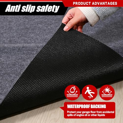 Garage Floor Mat 7.4x17 FT Large Waterproof Oil Spill Mat Non-Slip Backing Paking Mat for Under Car Washable Heavy Duty Floor Protector for Garage, Driveway