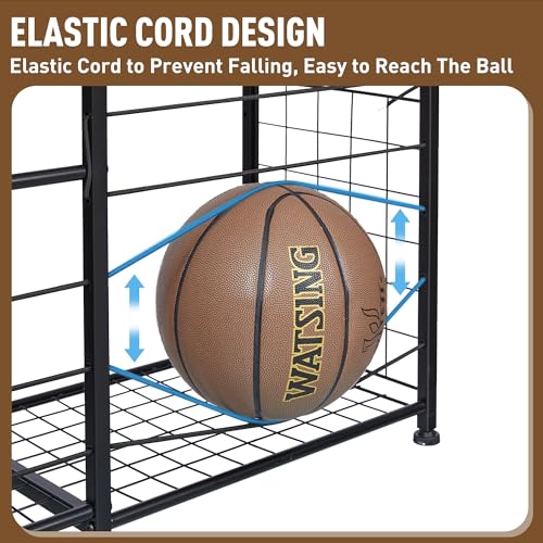 LUMAMU Small Garage Organizer - Sports Equipment Organizer Rack, Ball Storage Rack, Garage Organizer System for Sports Gear and Toys, Indoor/Outdoor Ball and Toy storage, Black