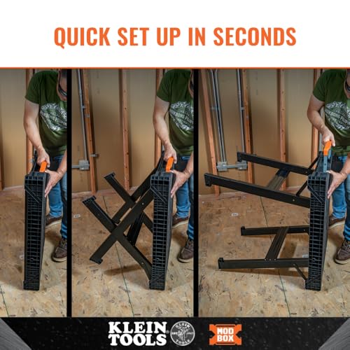 Klein Tools 54410MB MODbox Work Bench, Folding Work Table, Lightweight Portable Workstation, 1000-Pound Capacity, 39.25 x 23.75 x 30.9-Inch, Compatible with MODbox Rail System