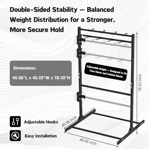 LAJIAOZ Vertical Bike Rack, 8 Bike Freestanding Storage System, Heavy Duty Floor Stand for Garage & Indoor Use, Adjustable Staggered Design for Mountain, Road, and Kids Bikes, 300 lb Capacity