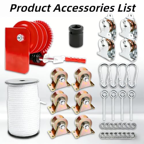 Overhead Garage Lifting Storage Rack, Garage Storage Lift, Garage Ceiling Hoist Organizer for 300 Lb Capacity, Pulley System Supports Ceilings 8-16 Feet High Garage, Easy to Install
