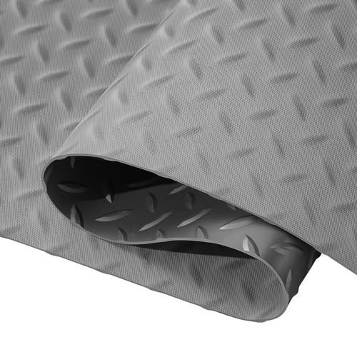 VEVOR Garage Floor Mat, 19 x 4.9 FT PVC Garage Flooring Roll, Non-Slip Diamond Texture, 93.65 sq.ft Covering Space, Garage Mats for Under Cars, for Gyms Boats Car Trailer, Gray