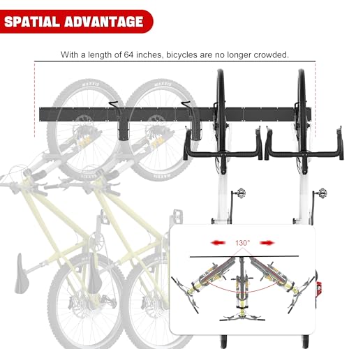 Ultrawall Swivel Bike Storage Rack, Adjustable Wall Mounted Bike Rack for Garage, Vertical Bike Hanger for Indoor Bicycle Storage, Space Saving Bike Holder