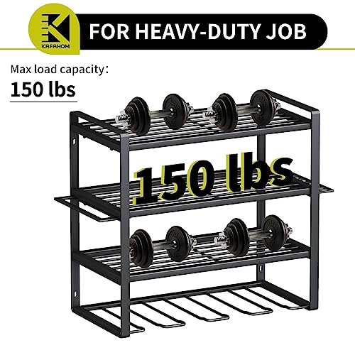 KAFAHOM Power Tool Organizer,4 Layer Drill Holders Wall Mount,Heavy Duty Metal Organizers and Storage Rack for Garage Organization,Tools Shelves with Screwdriver Plier/Hammer Holder, Black