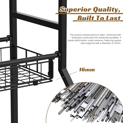Soixehet Sports Equipment Garage Organizer,Garage Ball Storage for Sports Gear and Toys, Rolling Ball Cart with Wheels for Indoor/Outdoor Use Black