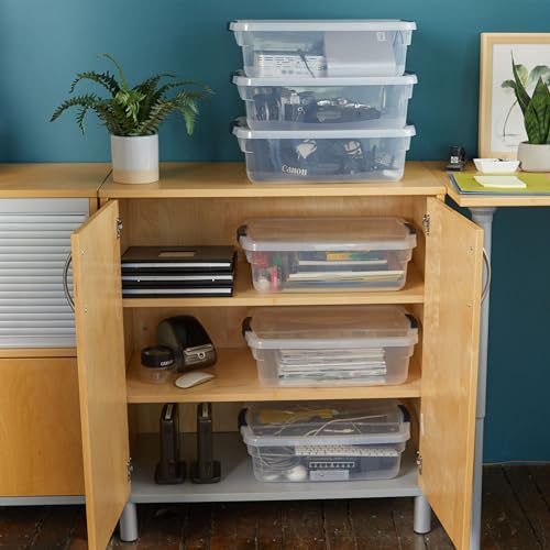 Rubbermaid Cleverstore 17 Qt Clear Storage Bins with Lids, 6-Pack, Stackable, BPA-Free, Made in USA