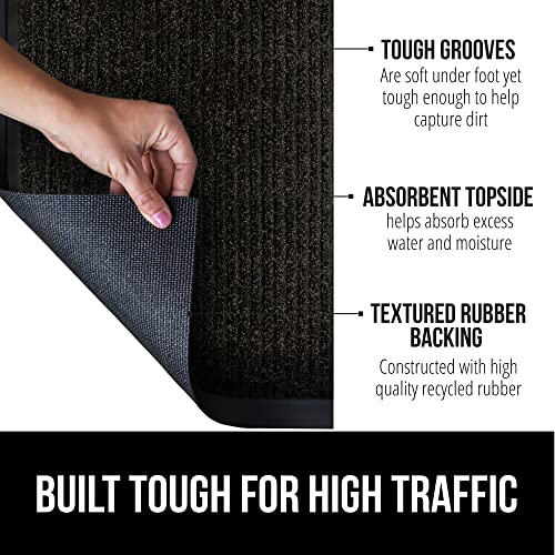 GORILLA GRIP Commercial Doormat and Sun Shade, Door Mat in Size 29x17 inch Fade Resistant in Black, in Size 8x10 Inch Easy Install in Graphite, 2 Item Bundle