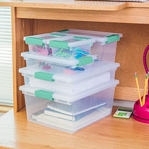 Sterilite Medium Clip Latch Lid Storage Container Tote, 12 Pack, and Small Clip Latch Lid Storage Container Tote, 12 Pack for Home Organization