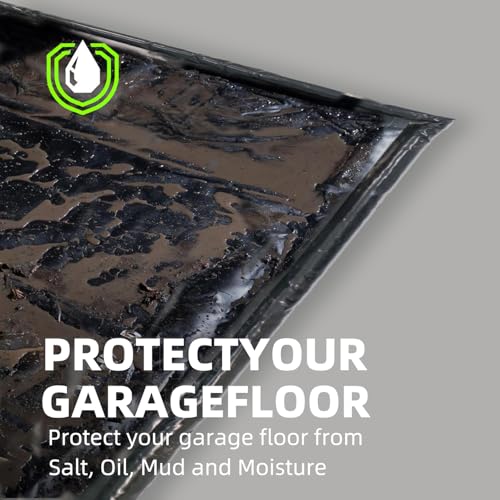 CYLAND Garage Floor Mat 7.9'x16' Heavy-Duty Waterproof, Non-Slip PVC Parking Mat, All-Weather Car Containment Mat for Oil, Snow & Dirt Floor Protection Includes Squeegee for Easy Cleanup