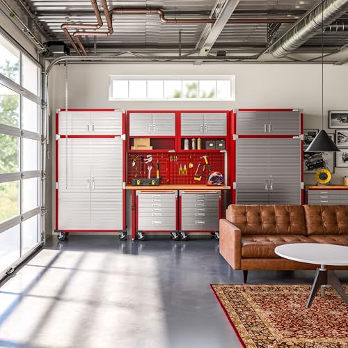Seville Classics UltraHD® 2-Piece Pegboard Set w/ 23 Piece Hook Assortment, 24" W x 24" D, Red
