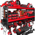Spampur Fathers Day Gift – Power Tool Organizer Wall Mount with Charging Station, 420 lb Capacity 3-Tier Storage Rack Holds 6 Drills, Side Slots for Screwdrivers & Bits, Garage Storage for Men Gifts