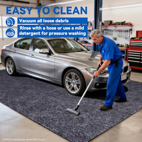 Evercomfy Garage Floor Mat, 7.4 x 8.4 Ft Waterproof Mat with Non-Slip Backing, Reusable Absorbent Surface, Easy Clean Floor Protector Oil Spill Mats for Garage, Driveway, Workshop
