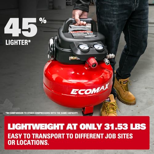 Air Compressor, 6-Gallon Pancake Air Compressor, MAX 175PSI, Compressor for Air Tools with 10 PCS Air Compressor Accessories Kit