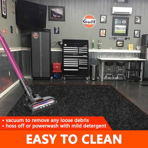 Halero Non-Slip Garage Floor Mat for Under Car, 7'4"x17' Extra Large Absorbent Oil Garage Parking Mat, Waterproof Backing, Reusable, Washable, Protects Floor from Snow, Rain and Mud for Cars