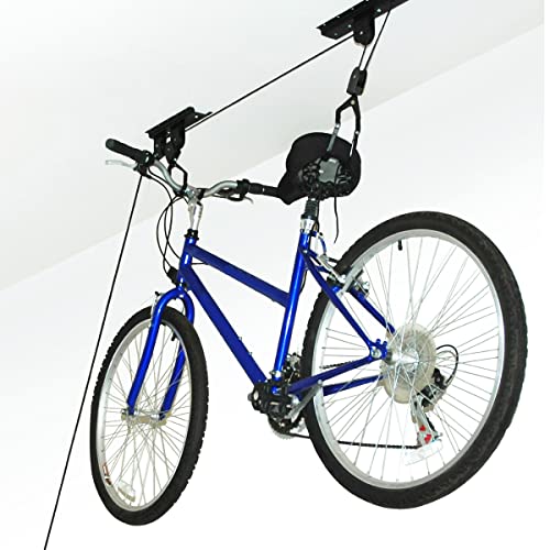 RAD Sportz Set of 2 Bike Hangers for Garage - Hoist Pulley System with 100lb Capacity - Overhead Ceiling Storage for Bicycles or Ladders