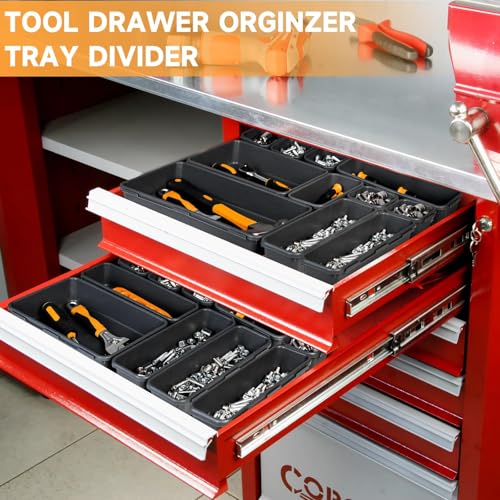 [60 PCS Upgraded] FLYVOLE Tool Box Organizer Tray, Toolbox Desk Drawer Organizer, Tool Box Tray, Toolbox Organization Storage for Rolling Tool Chest (60 PCS)
