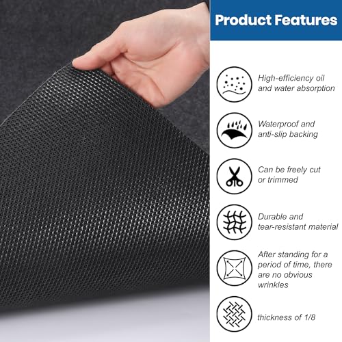 Extra Large Garage Floor Mat 8' 10" x 22' - Premium Felt + Waterproof Backing Thickened and Soft Heavy Duty Oil Absorbent Non-Slip Pad Garage Parking Mats for Floor Large SUVs MPV Pickup Truck RV