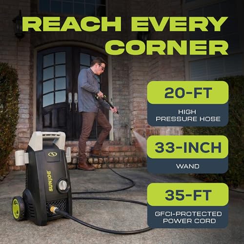 Sun Joe Electric Pressure Washer with 11-Amp Motor and 1.1 GPM, SPX1000 - Portable Water Cleaner with Adjustable Spray Wand for Car, Garden, and Patio Washing and Cleaning
