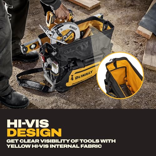 DEWALT Tool Bag, Water Resistant, Hard Bottom, 20-inch, Professional Tool Tote with Organization (DWST560104)