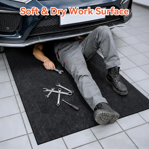COAGOU 2 Pack 36" x 60" 0.12" Thick Oil Spill Mat Garage Rubber Mats for Floor – Black Water & Oil-Absorbent, Non-Slip, Easy to Clean, Reusable & Cut-to-Fit Mat for Car, Motorcycle, Driveway