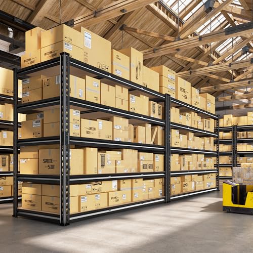 REIBII 48" W Garage Shelving 3080LBS Heavy Duty Storage Shelves 5 Tier Garage Shelves Adjustable Metal Shelving Unit Utility for Basement, Pantry, Warehouse, Commercial, Industrial, 72" H x 24" D