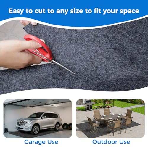 17'x7.45" Heavy Duty Garage Floor Mat with Adhesive Backing - Garage Floor mats for Under car， Garage Rugs and mats，Oil & Waterproof Non-Slip Protective Flooring for Under Cars