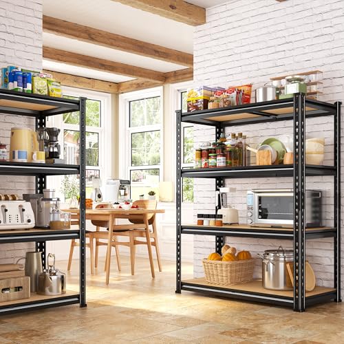 DurayLoly 3000 LBS Heavy Duty Shelving, 4-Tier Metal & Wood Garage Shelving Unit, Adjustable Metal Storage Shelves, 2-Pack Utility Rack Shelf for Basement, Pantry, Kitchen 35.6" W x 60.1" H x 12.1" D