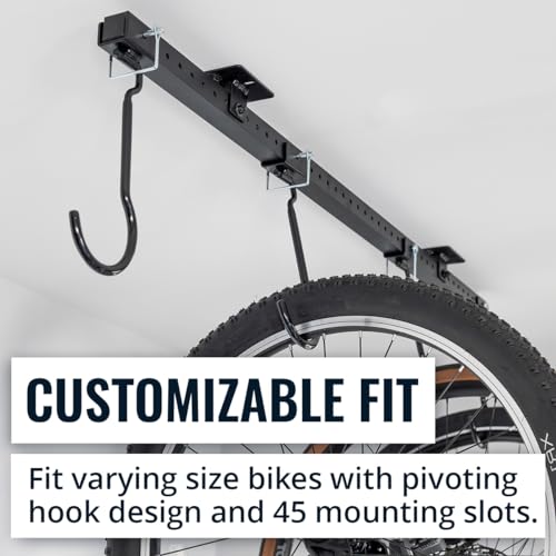 Teal Triangle Ceiling Mounted Bike Rack for Garage - Premium Bicycle Stand & Hanger for Space-Saving Storage | Adjustable Ceiling Hooks Hold 4-8 Bikes - Indoor Bicycle Rack System for basement
