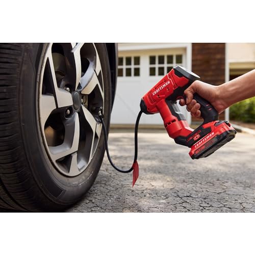 CRAFTSMAN V20 Air Compressor Portable, Cordless Tire Inflator, Up To 150 PSI Tire Pump, with Digital Pressure Gauge, Tool Only (CMCE521B)
