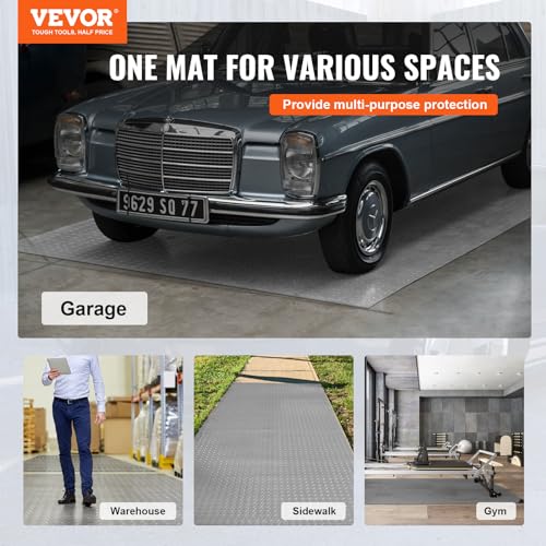 VEVOR Garage Floor Mat, 19 x 4.9 FT PVC Garage Flooring Roll, Non-Slip Diamond Texture, 93.65 sq.ft Covering Space, Garage Mats for Under Cars, for Gyms Boats Car Trailer, Gray