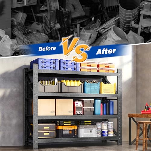 BYNSOE 48" W Storage Shelves 3000lbs Garage Metal Shelving Heavy Duty Garage Shelves Adjustable Storage Shelves for Industrial, Factory,48" W X 24" D X 69" H