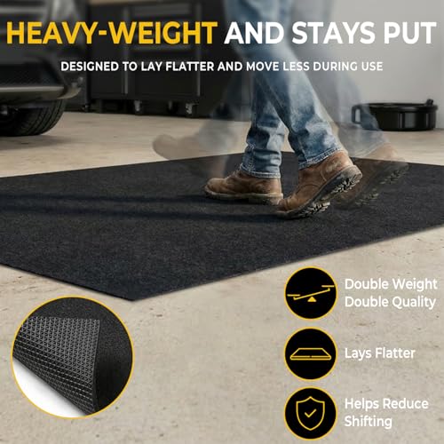 Golener Oil Spill Mat - 36”x59” Garage Floor Mat for Under Car, Absorbent Oil Mat, Rubber Floor Mats, Waterproof, Contain Liquid, Protect Garage Surface from Spills, Reusable, Washable, Durable, Black