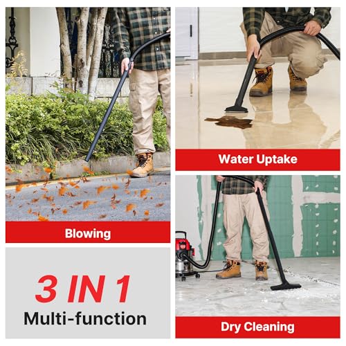 Shop-Vac 3 Gallon 4.0 HP Wet/Dry Vacuum with Blower Function, Stainless Steel Tank, Portable Shop Vacuum with Wheels, Includes Filters, Hose & Accessories, Ideal for Garage and Workshop