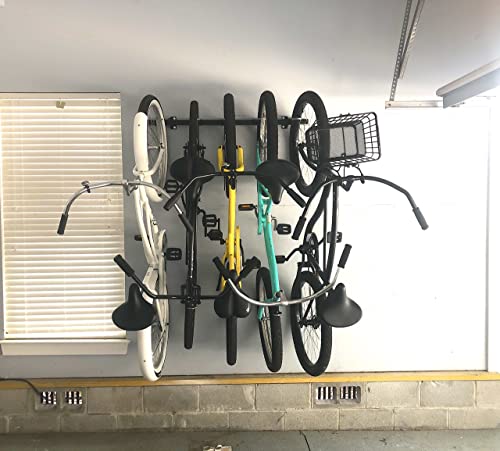 StoreYourBoard Bike Storage Rack – Heavy Duty Garage Bike Rack for 5 Bicycles, Space-Saving Vertical Bike Rack, Adjustable Wall Bike Mount for Garage Organizer, Bicycle Hanger, Holds 300 lbs