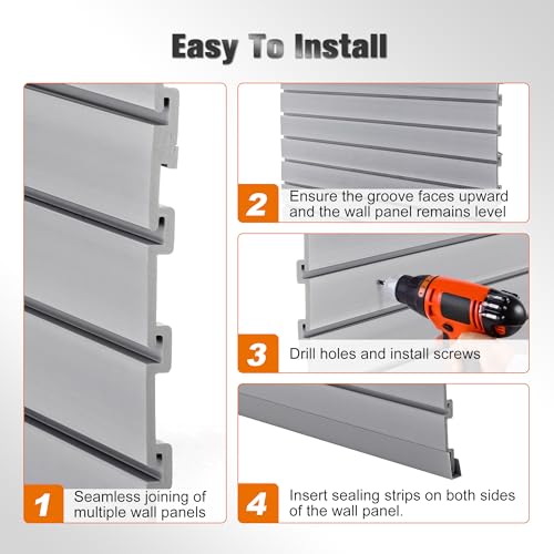 RocVanc Slatwall Panel 4x8FT, Garage Slat Wall Storage Systems Durable and Sturdy, Easy-to-Install Interlocking PVC Slat Wall Organizer Panels Flexible and Convenient, Maximize Vertical Space