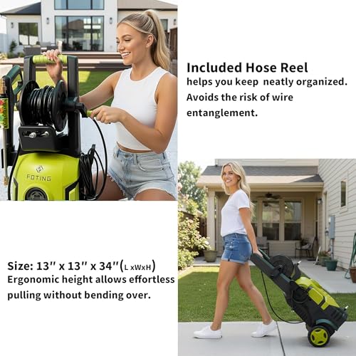 2026Upgraded Pressure Washer 5000PSI with Adj-8-Level Touch Screen, 34" Tall Power Washer, 4 Quick Connect Nozzles, Inlet Hose&Filter&500mlFoam Cannon for Cars/Fences/Driveways/Home Cleaning, Yellow
