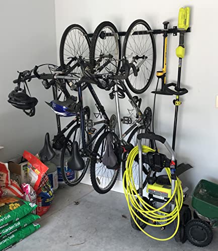 StoreYourBoard Bike Storage Rack – Heavy Duty Garage Bike Rack for 5 Bicycles, Space-Saving Vertical Bike Rack, Adjustable Wall Bike Mount for Garage Organizer, Bicycle Hanger, Holds 300 lbs