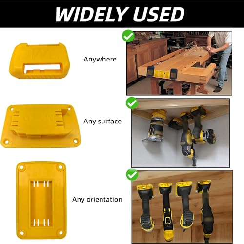 Wallignix 24 Pack Tool Battery Packs Mount Bracket Compatible with Dewalt,12 PCS Tool Drill Holder For Dewalt 20V/60V and For Red 18V tool+12 PCS Battery Packs Holders for Dewalt 20V-60V with Screws