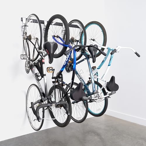 SafeRacks Bike Storage Rack Wall Mount Garage Bike Hanger for 5 Bicycles Adjustable Hooks Organize Bicycles in the Garage(5-bike hooks, holds 500lbs)