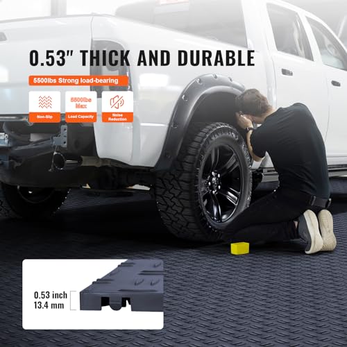 VEVOR Garage Floor Tiles 12 x 12 x 0.53 inch, Interlocking Design Ease of Installation Double-Sided Texture Non-Slip Sturdiness, for Garages, Basements, Repair Shops, Graphite Gray, 50 Pack