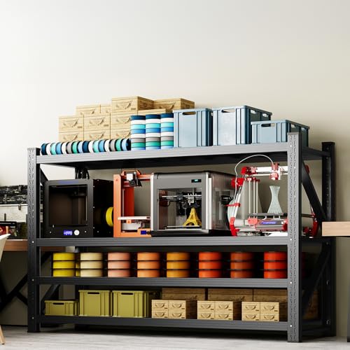 70H"Garage Shelving Units,5000LBS Storage Shelves,Garage Shelving Heavy Duty Metal Adjustable Shelves,Metal Shelving Rack,4Tier Large Tall Industrial Shelving for Warehouse,Pantry 60" W*24" D*70" H