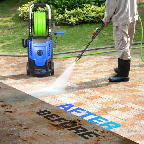 Pressure Washer 4800PSI, 4.0GPM Portable Power Washer with Foam Cannon,4 Nozzles,33FT Hose and Soap Bottle,Car Wash Machine/Car/Driveway/Patio Clean,Blue