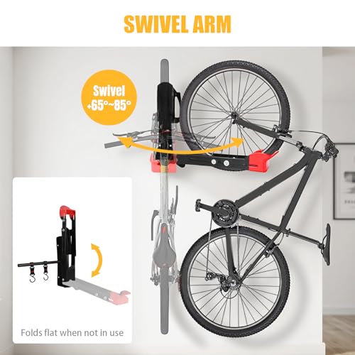 Favoto Swivel Bike Wall Mount 2-Pack, No Heavy Lifting Vertical Bike Rack for Garage & Indoor Storage, Fits up to 29" Wheels 2.4" Tires, Each Holds 77 lbs