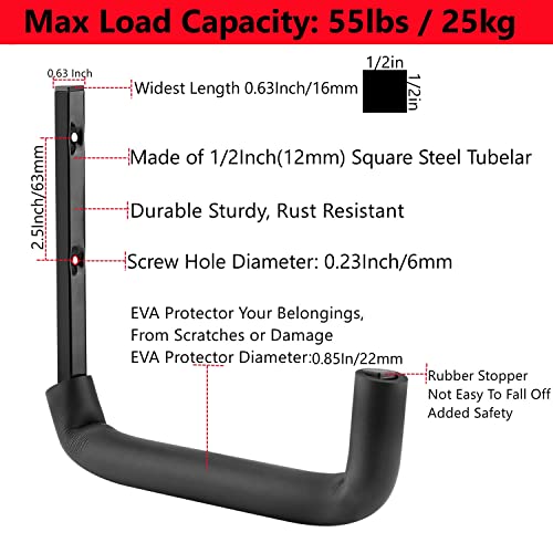 Heavdace 8 Pack Garage Storage Hooks,10 Inch Heavy Duty Ladder Storage Hanger, Wall Mounted Utility Rack