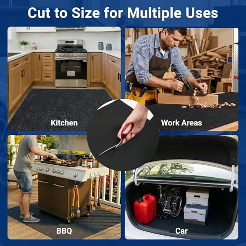 FLEXIMOUNTS 17x8 Ft Heavy Duty Garage Floor Mat - Anti-Slip Backing & Oil Absorbent Surface, Premium Waterproof Garage Carpet for Floor, Durable Parking Mat for SUV